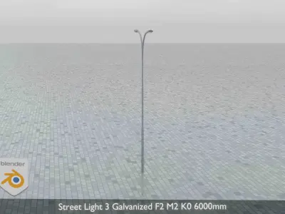 Street Light 3 Galvanized F2 M2 K0 6000mm Low-poly 3D model