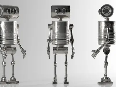 Game Ready Stylized Retro Robot Mixamo Ready Low-poly 3D model