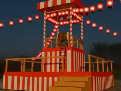 Tower of japanese summer festival 3D model