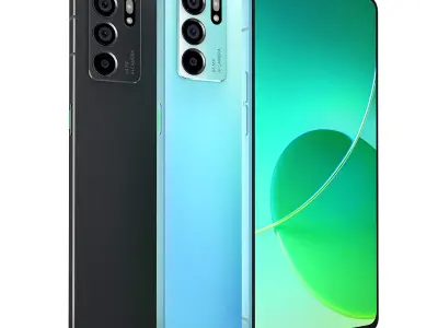 Oppo Reno6 5G Black and Blue Colors 3D model