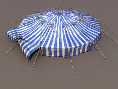 Blue Circus Tent Low-poly 3D model