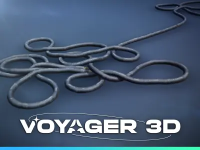 Network Cable Single 95cm Black Low-poly 3D model