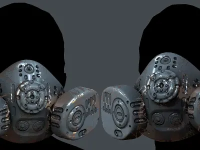 Gas mask helmet 3d model scifi Low-poly Low-poly 3D model 2