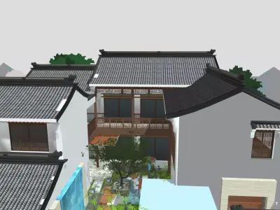 Complete Chinese Garden Courtyard Kit 3D Model Set Oriental 3D model