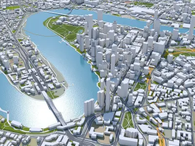 Brisbane Downtown Australia Low-poly 3D model