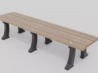 Outdoor Wooden Bench 18 Low-poly 3D model
