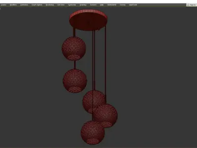 FINNAR three glass ball pendant lights hanging from chain Low-poly 3D model