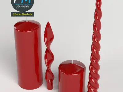 Red candles 3D model