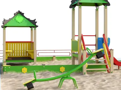 Playground with a large sandbox 3D model