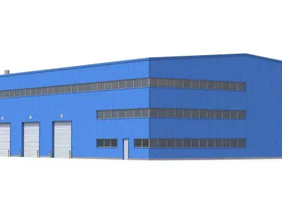 Blue Industrial Building 42 PBR  Low-poly 3D model