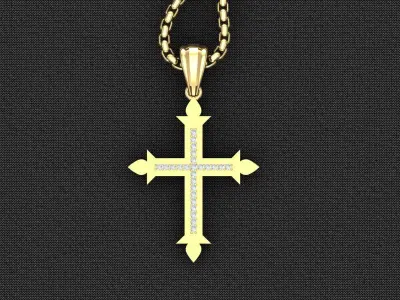 High Cross Pendant Light Gold 18K 3CP086 3D model