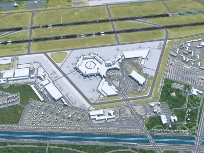 Berlin Tegel Airport 10km Low-poly 3D model