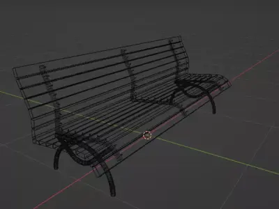 Park bench Low-poly 3D model 8