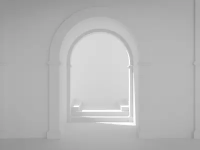 A large archway with stairs 3D model
