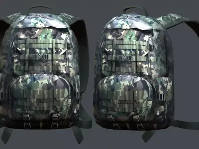 Backpack military combat Black baggage Low-poly Low-poly 3D model