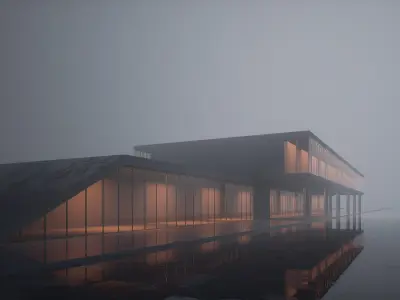 sci-fi building Low-poly 3D model