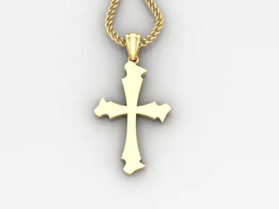 Light Gold 18K Cross Pendant 1CP040 3D print model buy