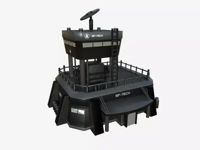 SciFi Facility B07 Black - Sci Fi Exterior Design Low-poly 3D model