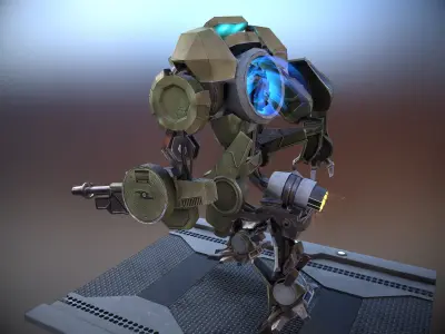 Sci-fi Mechanoid Low-poly 3D model