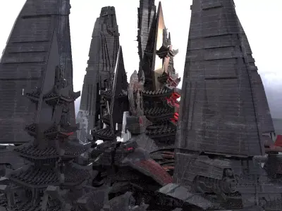 Cyberpunk Emperor Towers Kit bash 2 3D model