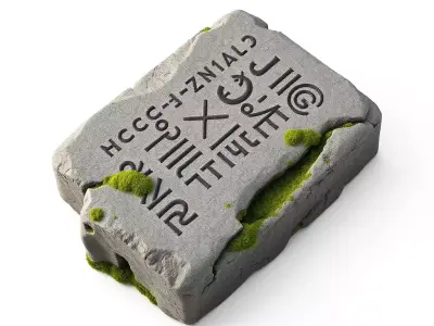 Ancient Engraved Stone Tablet with Moss Low-poly 3D model