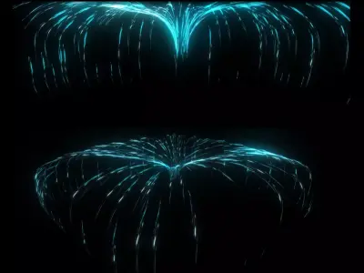 Wind flowing lines light central diffusion animation FX 3D model