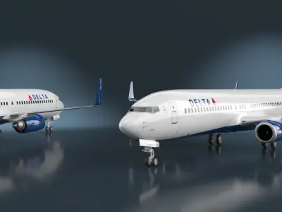  Delta Airlines Boeing 737-900 with Interior and Doors Rigged for Maya 