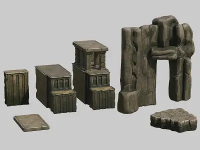 Kitbash 23 models  Low-poly 3D model