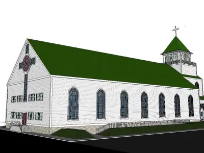 Architecture-Religion-God-Culture-Temple-0100 church with roof 3D model