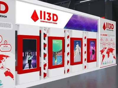 Exhibition Stand Stall Two Side Open 15X6 3D model