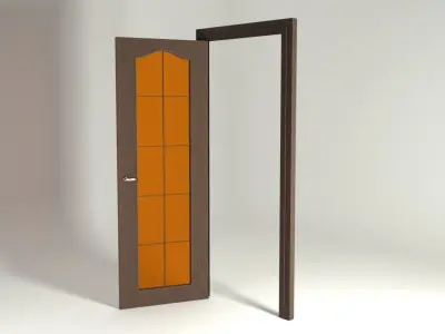 Low-Poly Door with glass Low-poly 3D model