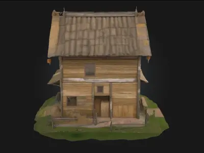 Rustic Cabin Retreat  Tranquil Escape in Natures Embrace 3D model