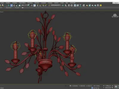 Branches Pendant Lighting Fixture Rustic Low-poly 3D model