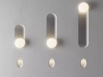 Minimalist Oval and Sphere Wall Light Set 3D model