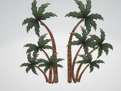 Palm Trees Tropical Metal Wall Art Set of Two 3D model