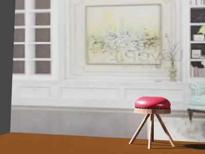Chair wooden stool with cushion Free 3D model