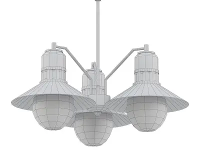 JONATHAN Y three light chandelier in brass with glass shades 3D model