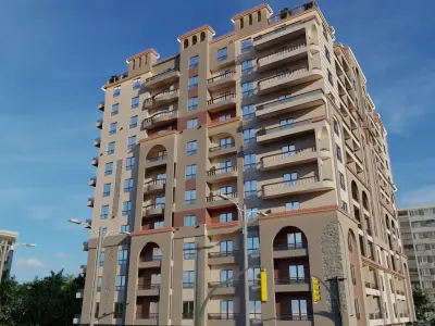 Modern Mediterranean-Style Residential Building 3D Model 3D model