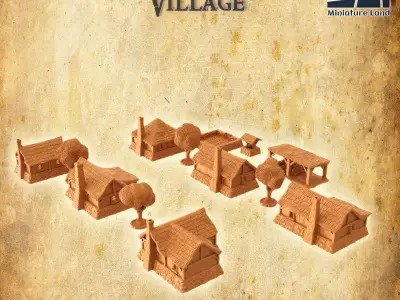 Modular Medieval Village Tabletop Terrain 28 MM 3D print model