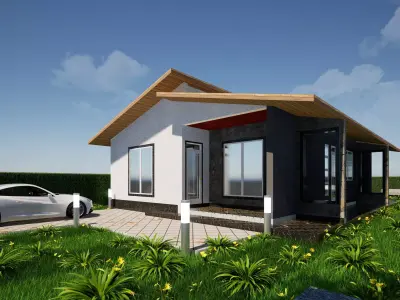 Small House Interior And Exterior Low-poly 3D model