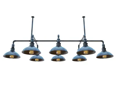 Chandelier industrial pendant light with five lamps 3D model