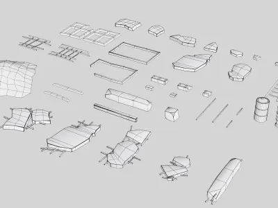 Ruin Debris Kit  Low-poly 3D model