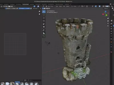 High Detail Voxel Medieval Round Tower Low-poly 3D model