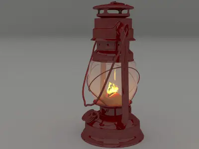Vintage oil lamp red 3D model