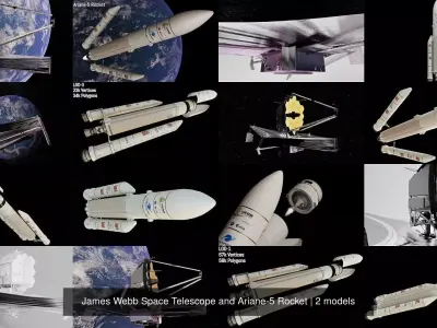 James Webb Space Telescope and Ariane-5 Rocket 3D Model Pack