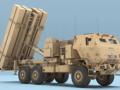  Tactical Air Defense Launcher Military Vehicle Sand Rigged 