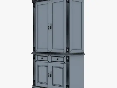Victory wooden cabinet with glass doors 3D model