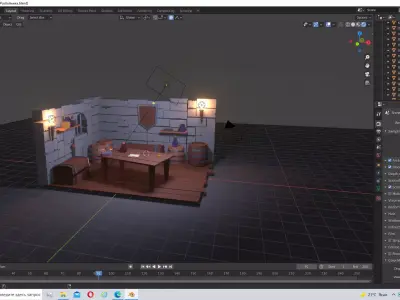 the lair room with furniture in it Free low-poly 3D model