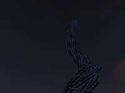 Sci fi Tower Neon Glow 3D model
