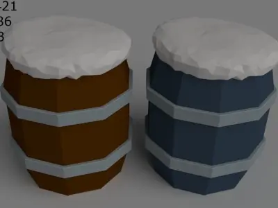 wooden barrel Low-poly 3D model